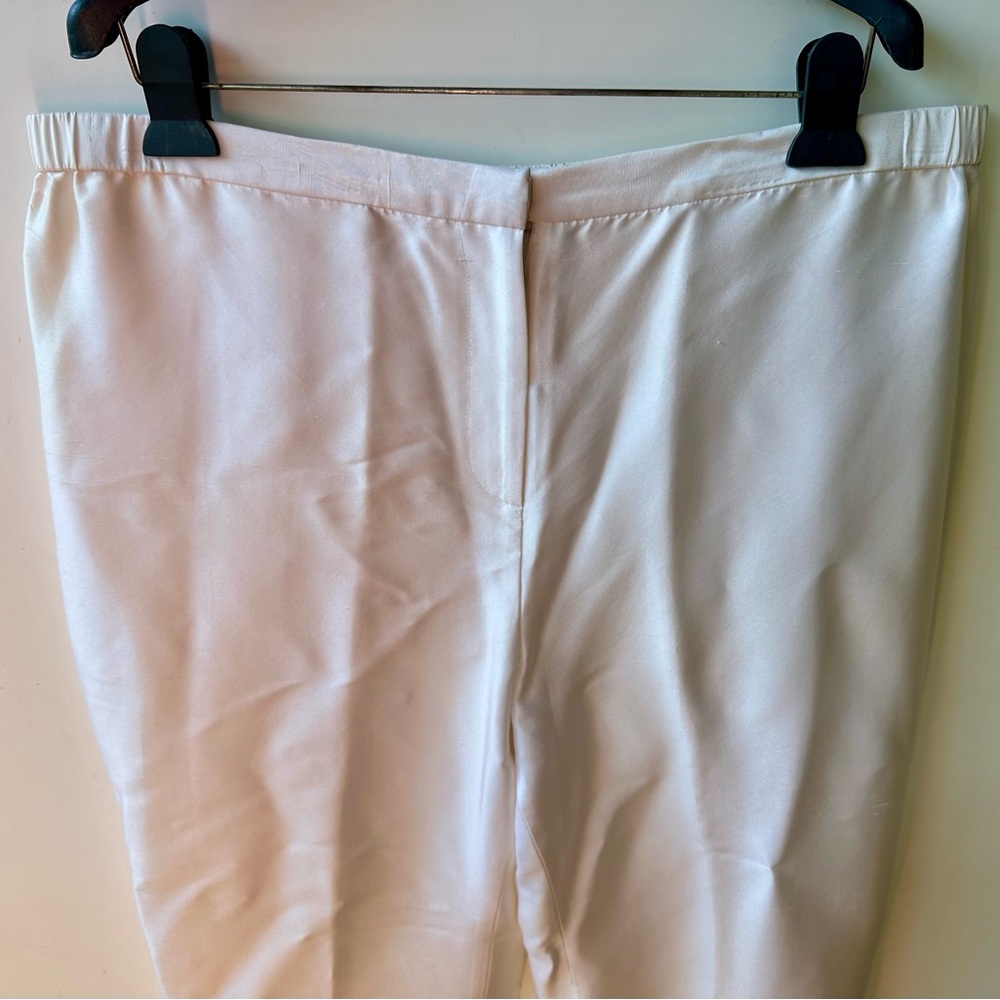 Neiman Marcus 100% Silk Elegant Cream White Women's Pants, XL - Picture 3 of 9